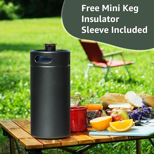 128 OZ- Hgkeke Mini Keg Growler 304 Stainless Steel Mini Keg Matte Black Powder Coated Portable Beer Growler Pressurized Growler Keep Beverage Fresh Keeg Beer Fresh for Homebrew - color: Black
