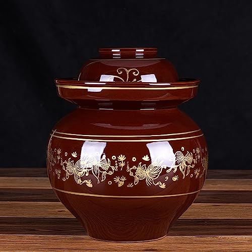 Ceramic Fermentation Crock Jar Kit,Sauerkraut Crock, Traditional Chinese Porcelain Pickle Jar with Water Seal Airlock Lid,Pickle Jar for Fermenting or Pickling Pickl 2.5kg - size: 2.5kg