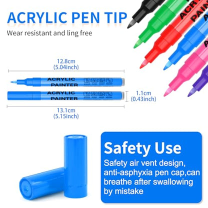 Acrylic Paint Pens Waterproof Markers 2 Blue Permanent Marker Pens Acrylic Pens for Rock Painting Glass Stone Ceramic Metal Fabric Pebble Painting pens Craft Supplies - color: Blue