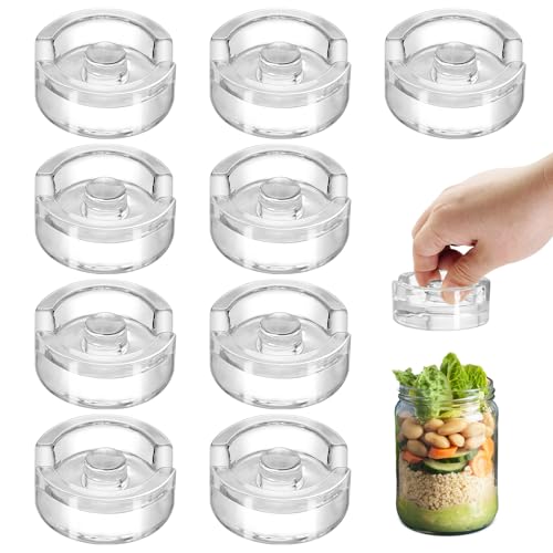 9Pcs Fermentation Glass Weights with Easy Grip Handles, Clear Canning Weights and Pickling Glass Weight for Wide Mouth Mason Jars, Fermenting Kit, Kimchi, Sauerkraut (9)
