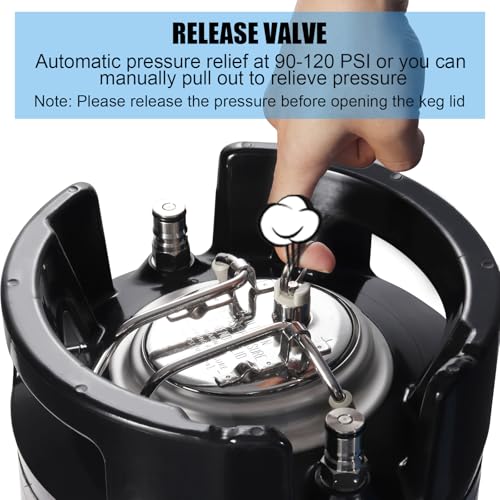 2PCS 2.5 Gallon Corny Keg Ideal for Brewing Party Home Ball Lock Keg | 304 Stainless Steel, Dual Rubber Handles Rubber Bottom, Portable Ball Lock Beer Dispenser Lid Fittings,NSF Certification