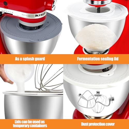 Silicone Mixers Bowl Cover Compatible with KitchenAid 4.5-5 Quart Tilt-Head Stand Mixers Bowl (Grey) - color: Gray