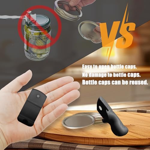 Mason Jar Opener Canning Tool,Canning Jar Opener, Releases Vacuum Seal on Wide Mouth and Regular Mouth Lids,Magnetic Jar Lid Lifter for Canning. Pickling and Home Food Storage (black) - color: Black