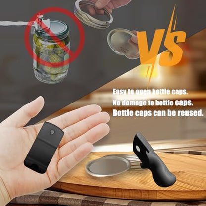 Mason Jar Opener Canning Tool,Canning Jar Opener, Releases Vacuum Seal on Wide Mouth and Regular Mouth Lids,Magnetic Jar Lid Lifter for Canning. Pickling and Home Food Storage (black) - color: Black