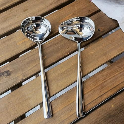 Generic Stainless Steel Small Sauce Ladle, With Pouring Spout Gravy ladle, for Salad dressing and dressings, 7.4Inches 2 Pieces Dishwasher Safe