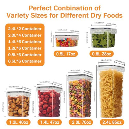 30 PCS Airtight Food Storage Containers with Lids, BPA Free Clear Plastic Kitchen and Pantry Organization and Storage Set for Flour, Sugar, Cereal, Pasta, Includes 30 Labels and Marker - size: 30pcs