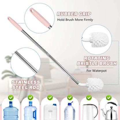 2 Pack Extra Long 5 Gallon Water Tank Cleaning Brush, Flexible Soft Bristle Carboy & Large Water Bottle Washer Brush, Multipurpose Deep Clean Bucket Brush for Large Water Containers