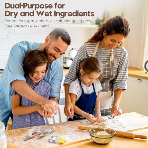 Magnetic Measuring Cups and Spoons Set – 304 Stainless Steel | Dual-sided Design | 15-Piece with Leveler | N52 Space-Saving Magnetic Nesting | Baking & Meal Prep | Kitchen Gift (Colorful) - color: Magnetic Measuring Cups and Spoons Set - Colorful