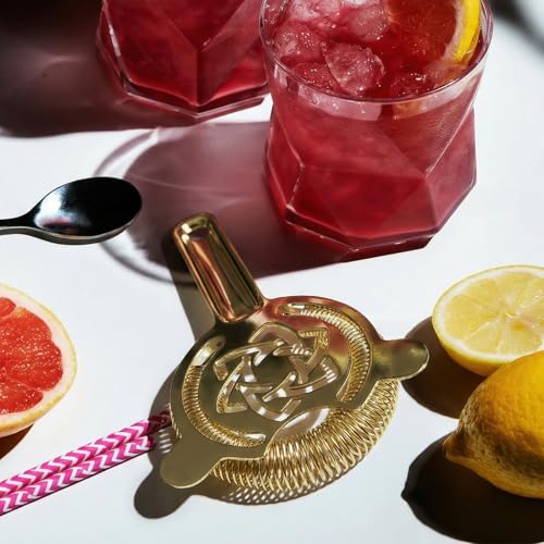 Gold Cocktail Strainer Stainless Steel Hawthorne Strainer Bar Strainer with Fine Spring for Smooth Drinks Professional Bartender Tools Barware Essential - color: #2 Gold