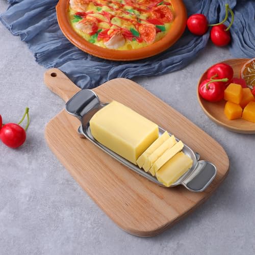 2 Pcs Stainless Steel Multipurpose Food Cutter, Butter & Cheese Slicer with Ergonomic Handle, Cuts into 1/4 Inch, Dishwasher Safe