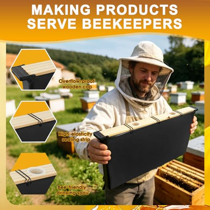 Bee Feeder 3.5L 2 Pack, Bee Feeders for Hives with Anti-Drowning Ladders, Easy Install Beehive Frame Feeder for Inside Hives and Syrup Feeding