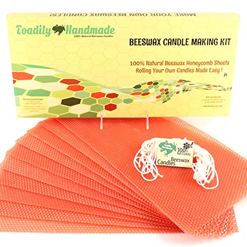 Make Your Own Beeswax Candle Kit - Includes 10 Full Size 100% Beeswax Honeycomb Sheets in Terracotta and Approx. 6 Yards (18 Feet) of Cotton Wick. Each Sheet Measures Approx. 8" x 16 1/4". - color: Terracotta