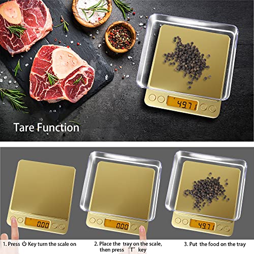 Fuzion Digital Scale .01 Gram Accuracy, 500g Mini Food Scales for Small Jewelry, Gold, Herb, Spice - Weight Gram and Oz - color: Gold