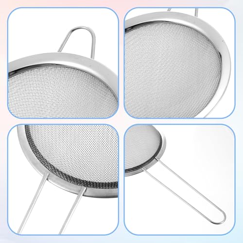 4 Pcs Stainless Steel Fine Mesh Strainer 4 Sizes Small Sieves with Handles Versatile Kitchen Strainer for Steeping Loose Leaf Tea Straining Cocktail Juice and Sifting Flour Sugar