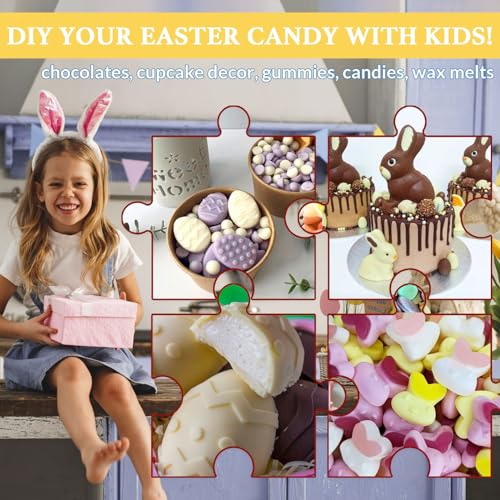 HKNMTT Easter Silicone Candy Mold 2-PACK 9 Shaped Egg Rabbit 72 Cavities Chocolate Mould Wax Melt Tray for Gummies Cupcake Decor Kids Holiday Gift Fudge Making Set - style: Easter - 2PCS