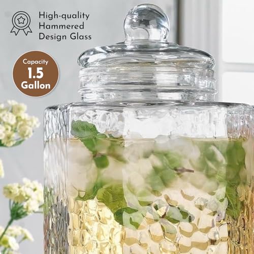 1.5 Gallon Glass Drink Dispenser for Parties 3 PACK Beverage Dispensers with Stand, Glass Water Jug Dispenser, with 18/8 Stainless Steel Spigot, Great for Party, Wedding, Picnic, BBQ Wicker Design - color: 1.5 Gallon Clear 3 Pack