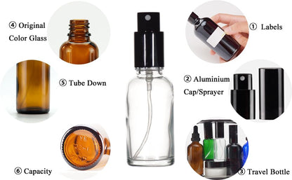 YIZHAO Clear Glass Spray Bottles 1oz, with Small Fine Mist Spray, Metal Cap, Refillable for Essential Oil,Travel,Cleaning,Perfume,Aromatherapy,Makeup – 12 Pcs - color: Transparent, size: 30ml-12