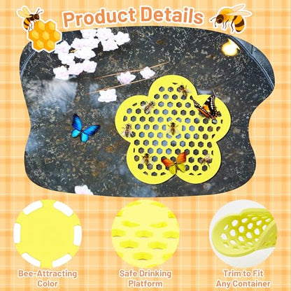 4 Pack Floating Bee Island- 7.7 Inch EVA Foam Floating Bee Watering Station for Garden- Bees Feeder Butterfly Waterer Bee Baths Pollinator, Outdoor Garden Decor