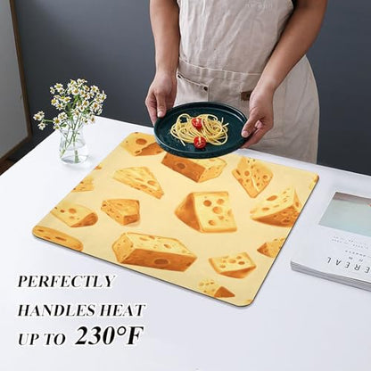 Yellow Cheese Dish Drying Mat for Kitchen Counter, Small Drainer Mats with Non-slip Rubber Backed, Dish Drainer Rack Mats for Coffee Maker Coffee Pot - size: 15.7" x 11.8"