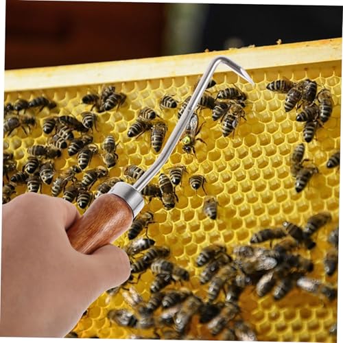 Toyvian Beehive Cleaning Hook Set 2PCS Wooden Handle Beekeeping Tools for Beeswax Removal Hive Maintenance Tool for Beekeepers