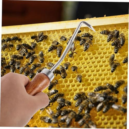 Toyvian Beehive Cleaning Hook Set 2PCS Wooden Handle Beekeeping Tools for Beeswax Removal Hive Maintenance Tool for Beekeepers