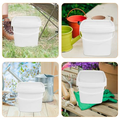 Cabilock 2pcs 5l Square Plastic Buckets with Lids, Food-grade Plastic Small Storage Containers, Portable Handheld Water and Snack Storing Canisters for Kitchen and Household Use