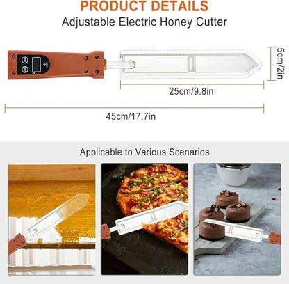 Electric Honey Extractor Uncapping Knife, Stainless Steel Honey Cutter Knife with Temperature Control, Memory Function and Display for Apiary, Beekeeper