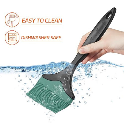 Large Silicone Grill Basting Brush - 3.95inch Extra Wide Silicone Basting Brush for Grilling,Heat Resistant Brushes Spread Oil Butter Sauce for Cooking Baking BBQ,Dishwasher Safe（Green 2） - color: Green 2