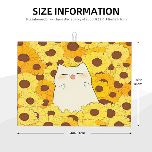 Cute Cat Dish Drying Mat for Kitchen Counter Microfiber Super Absorbent Non-Slip Dish Drying Pad for Countertops Dishes Utensils Stylish Quick-Dry Machine Washable 18x24 Inch - color: Cute Cat