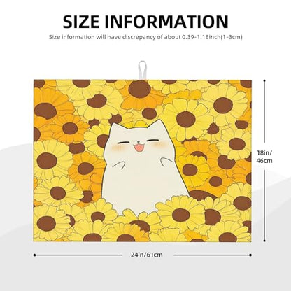 Cute Cat Dish Drying Mat for Kitchen Counter Microfiber Super Absorbent Non-Slip Dish Drying Pad for Countertops Dishes Utensils Stylish Quick-Dry Machine Washable 18x24 Inch - color: Cute Cat