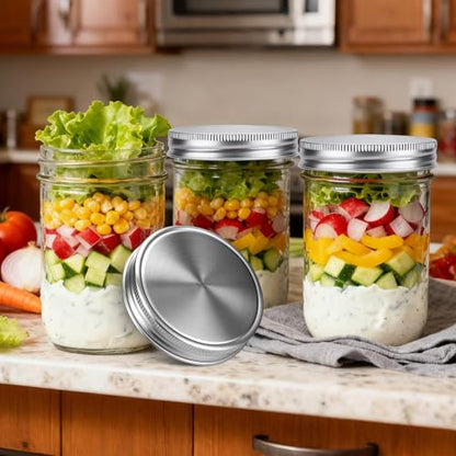 Palksky Mason Jar Lids Stainless Steel for Wide Mouth Mason Jar Lids, 4Pcs Rustproof Mason Jar Caps/Tops - Leakproof & Dishwasher Safe - style: Wide Mouth Stainless Steel Mason Jar Lids 4 PCS