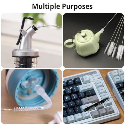 12 Multi-Size Brushes for Straws, Baby Bottles, Tumblers, Water Bottles, Sippy Cups, Tea Pots, Narrow Openings, and Narrow-Neck Containers (Black) - color: Black