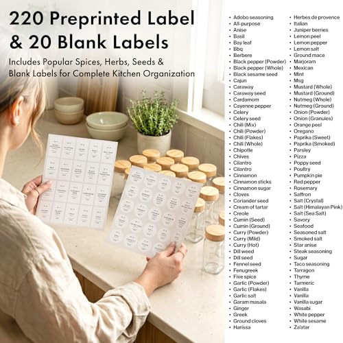 EDELHAUS® Square Spice Jars with Bamboo Wooden Lid (Pack of 36) Spice Jars with Shaker Insert and 240 Labels - Bamboo Lid Glass Container for Spice Organisation [4.3 in × 1.8 in] - color: 36x Bamboo Jars White Stickers