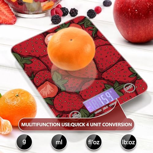 Food Scale Kitchen Scale for Baking Cooking Digital Food Weighing Measuring Scale Small Waterproof Electric Food Scale Cartoon Red Strawberry - color: Cartoon Red Strawberry