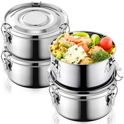 4 Pcs Stainless Steel Bento Box Bulk 36 oz Reusable 304 Stainless Steel Food Storage Containers with Lockable Clips to Leak Proof, Dishwasher Safe - size: 36 oz
