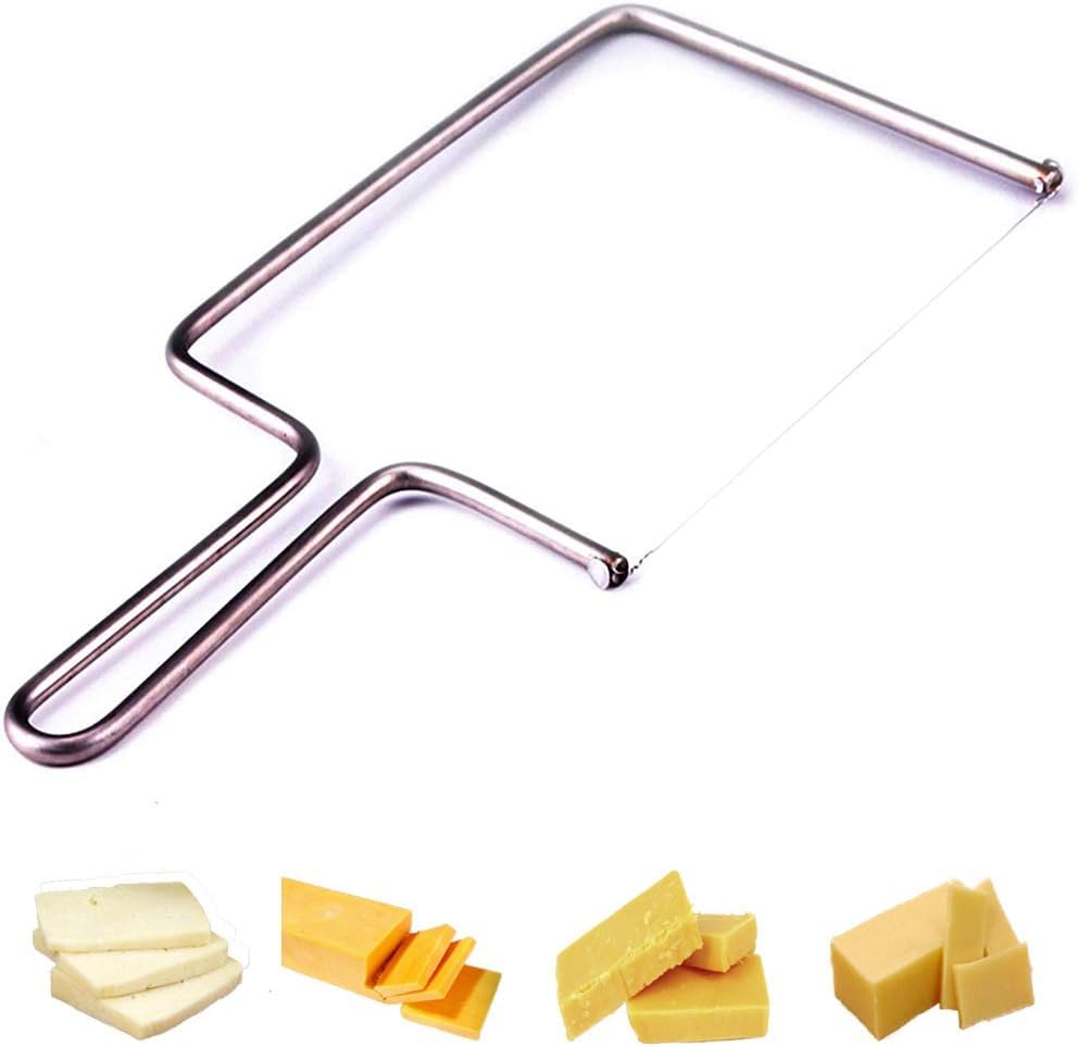 Cheese Slicer Lyre Stainless Steel Cheese Cutter Knives Slicers with Wire - Handheld Butter Cutter Tools for Soft Hard Block, with 2 Extra Wire
