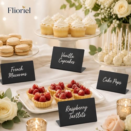Mini Chalkboard Signs 20 Pack Food Labels Table Place Cards | 4x3 Inch Reusable Chalkboard Signs Buffet Party Wedding Place Cards Includes 2 Markers 5 Cleaning Wipes Food Labels