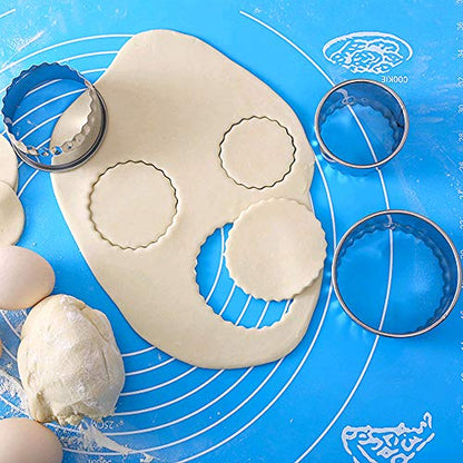 Cookie Cutters - Biscuit Cutters/Stainless Steel Dumpling Cutters/Cake Pastry Cutters/Cake Cookie Scone Cutters Molds stamps for Cooking Baking (3Pcs, Flower Edge)