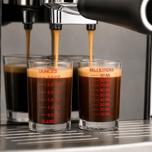 GLASKEY 2 Pack Shot Glass Measuring Cup Set,3 oz/90ml Liquid Heavy High Espresso Glass Cup,Dishwasher Safe,Measurement of Dry and Liquid Ingredients(Red) - color: 3 oz-Red-2 Pack