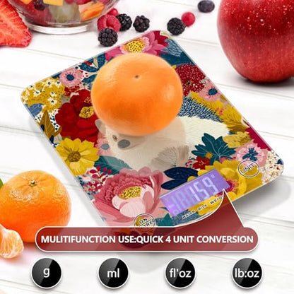 Food Scale Kitchen Scale Food Weight Scales Digital Weight Grams and Ounces Small Electronic Food Scale for Baking Cooking Garden Flowers Hedgehogs Colorful - color: Garden Flowers Hedgehogs Colorful