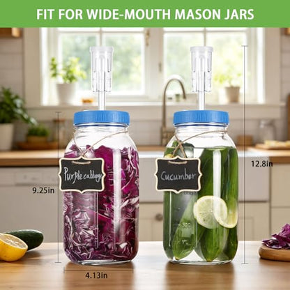 2 Pack Fermentation Jar Kit- 68oz Wide Mouth Pickling Jars-Fermentation Kit with Glass Jars, Fermenting Weights, Airlocks for Pickling Sauerkraut Easy Fermenting & Storage