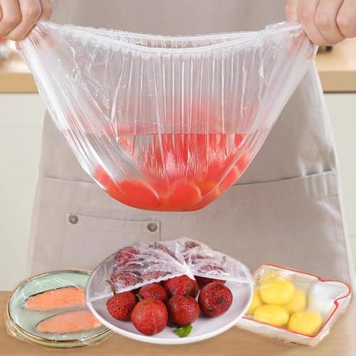 Disposable Food Cover Food Grade Plastic Elastic Food Lids Wrap Bags Refrigerator Fresh-keep Bag for Fruit Vegetable,14-35cm (50PCS) - color: 50PCS