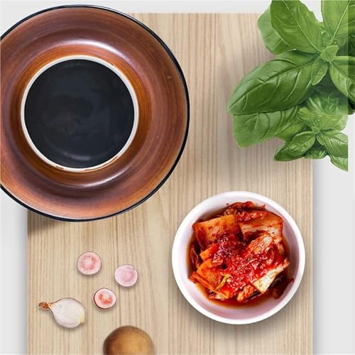 Ceramic Fermentation Jar with Water Seal Lid, Chinese Porcelain Pickle Crock for Vegetables Storage Kitchen Container Home Use(Small) - size: Small
