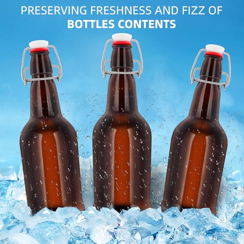 1PC Swing Top Beer Bottles with Easy Flip Top 16 Oz Amber Glass Bottle Set with Airtight Cap for Kombucha, Carbonated Drinks, Brewing, and Fermenting (Amber)