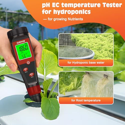 Digital pH Tester for Water, pH Meter for Hydroponic Water, TDS Tester EC PPM Test for Plant Nutrients, 4-in-1 Meter for Conductivity, pH Pen for Drinking Water, DWC, Indoor Plants