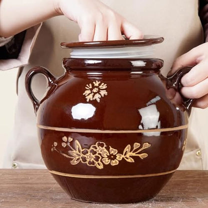 Fermentation Crock Jar Sauerkraut Crock - Ceramic Fermenting Crock with Seal Lid for Fresh Chinese Pickle, Kimchi & Kombucha - Stoneware Pickling Crock,10L - size: 10L