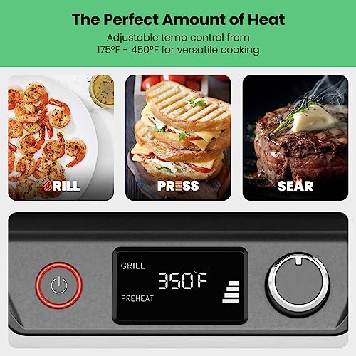 Chefman 5-in-1 Digital Panini Press Grill Sandwich Maker and Griddle Grill Combo with Removable, Reversible Dishwasher-Safe Grilling Plates, Opens 180° for Indoor BBQ /Flat Top Grill, Stainless steel - size: 4 Slice - Digital