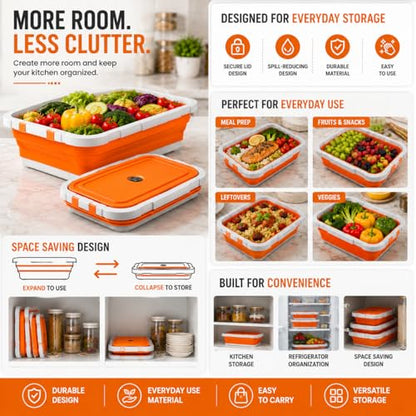 2-Pack XL 16L BBQ Prep Tub - 3-in-1 Collapsible Food Prep Tub with Cutting Board, Lid & Strainer, Marinate, Prep & Drain, Foldable Container for Outdoor Cooking, Camping, BBQ & Kitchen Use