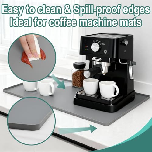 Silicone Coffee Mat, 24"X16" Heat-Resistant,Eco-friendly,Hygienic Drying Pad,Leak-Proof and Non-Slip,Removable Silicone Mat with Concave and Convex Design,（Gray 24X16） - color: Gray, size: 24" x 15.9"