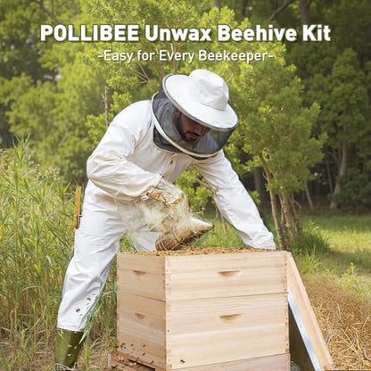 POLLIBEE Bee Hive,10 Frame Beehive Boxes Starter Kit, Langstroth Beehives Include 2 Deep Hive Boxes and 1 Medium Super Bee Box, Include Bee Hive Frames and Wax Foundation Sheets - size: 1 Super+2 Deep
